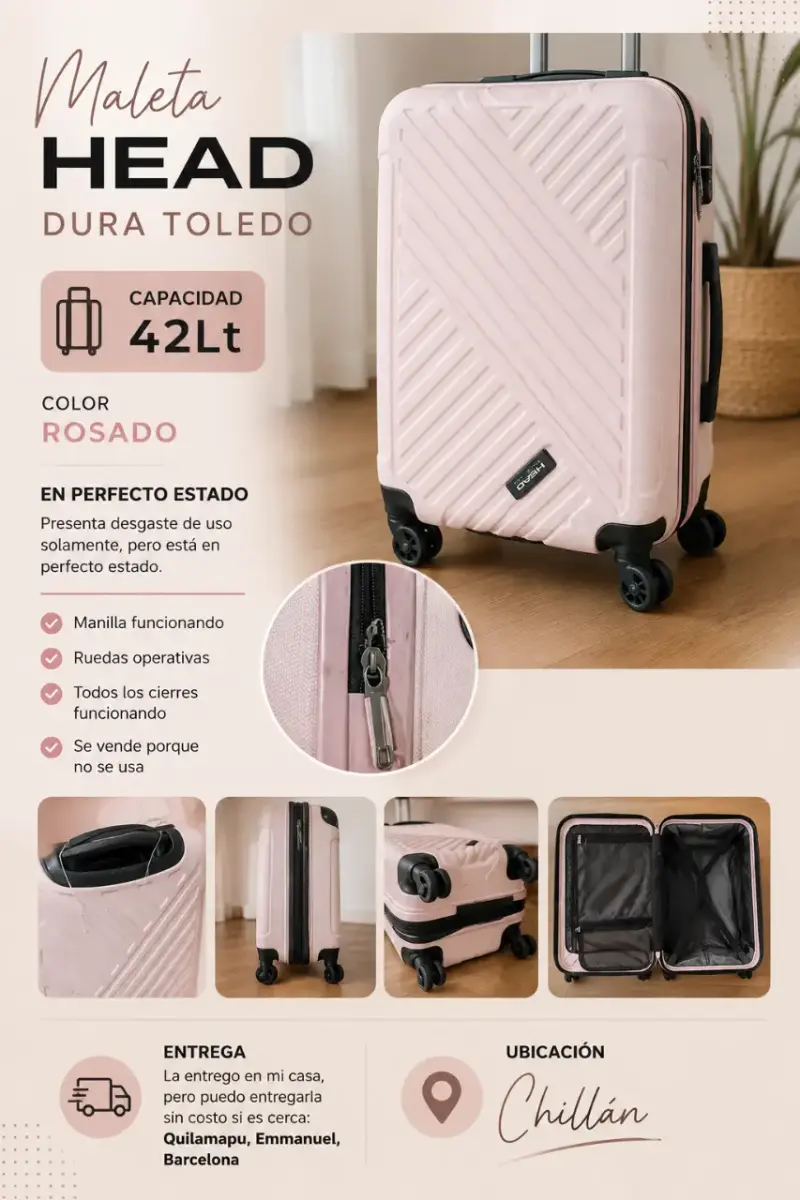 Maleta HEAD Dura Toledo 42L Rosada