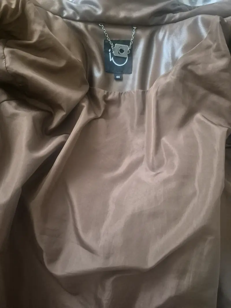Chaqueta de cuero sintético marrón para mujer - 3