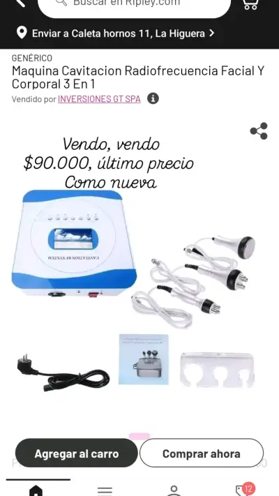 Máquina de cavitación y radiofrecuencia facial y corporal 3 en 1 - miniatura 1