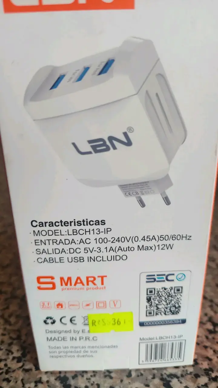 Cargador de Viaje LBN 3USB con Cable IP - 3