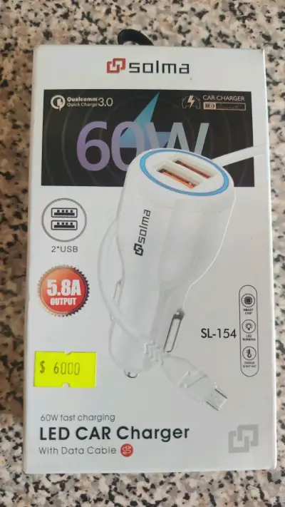 Cargador de Auto Solma 60W con Cable de Datos - miniatura 1