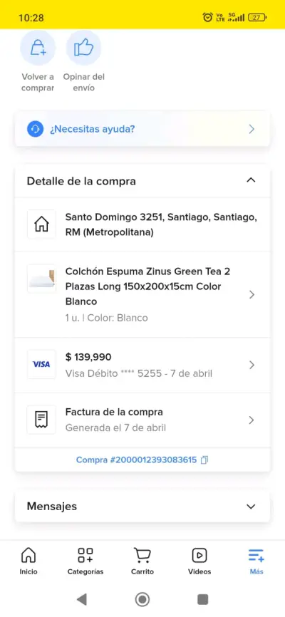 Colchón Espuma Zinus Green Tea 2 Plazas Blanco - miniatura 1