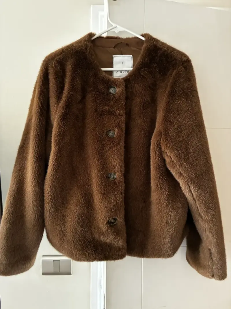 Chaqueta de piel sintética marrón talla L