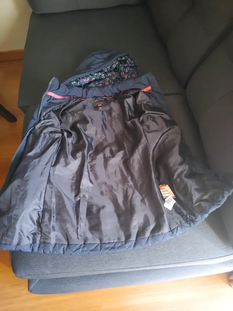 Abrigo de invierno azul para niña con capucha - 2
