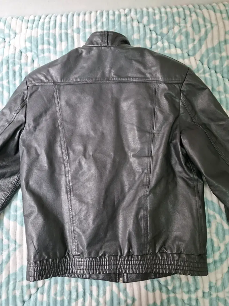 Chaqueta de cuero negra para hombre talla M - 5