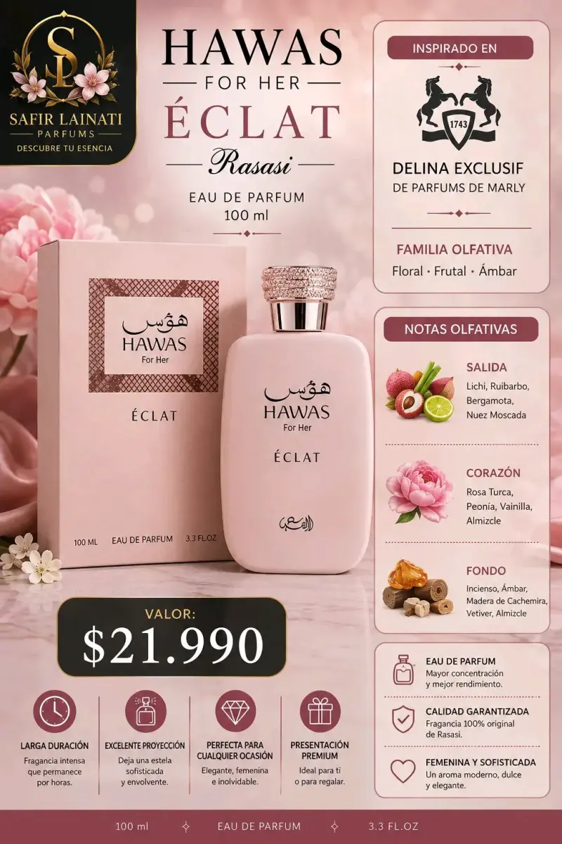 Perfume Hawas For Her Éclat Rasasi 100 ml