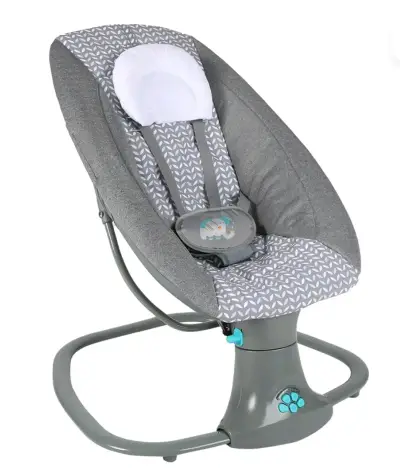 Silla mecedora para bebé gris con diseño de elefante - miniatura 1