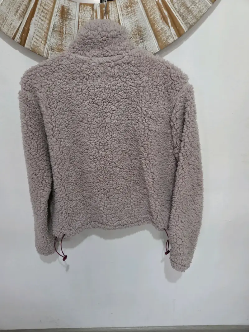 Chaqueta de lana sintética beige para mujer - 2