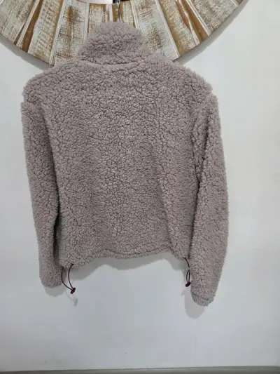 Chaqueta de lana sintética beige para mujer - miniatura 2