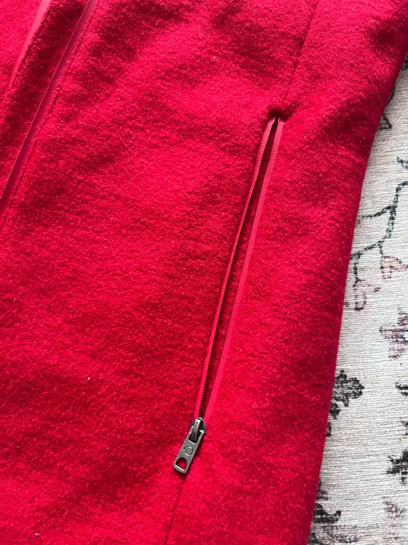 Abrigo rojo para mujer con cierre - 3