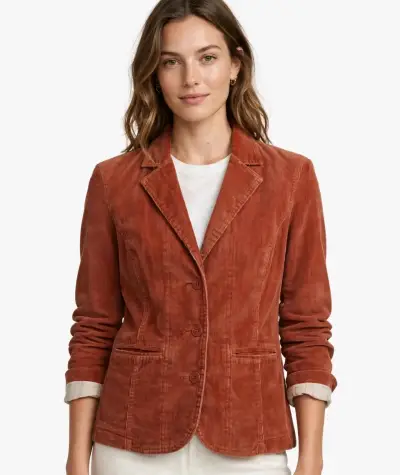 Chaqueta de pana color terracota para mujer - miniatura 1