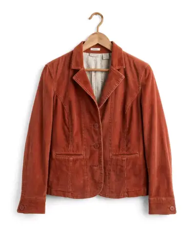 Chaqueta de pana color terracota para mujer - miniatura 2