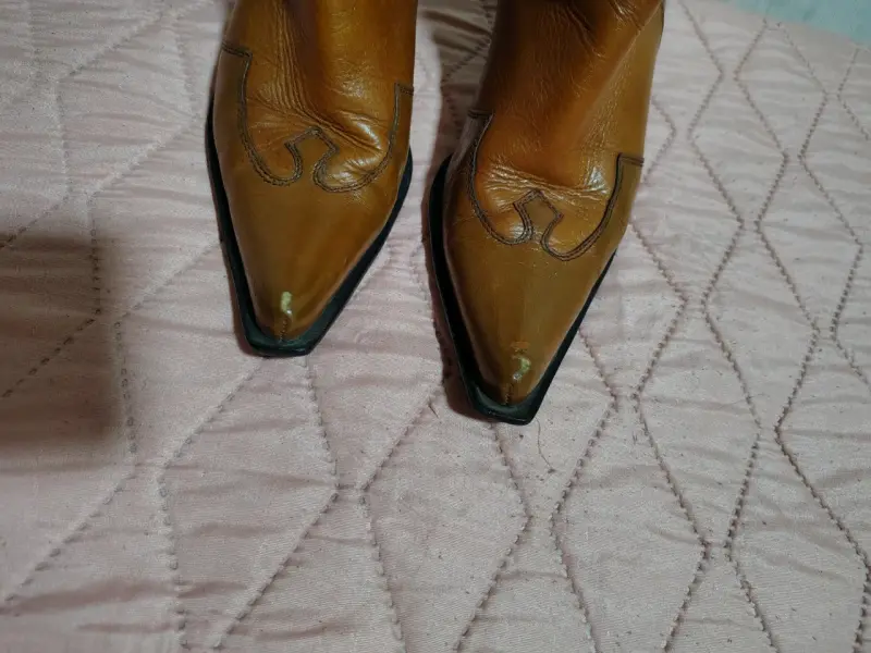 Botas vaqueras de cuero Talla 35  marrón con tacón - 4