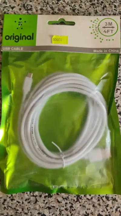 Cable USB Original 3 Metros Blanco - miniatura 1