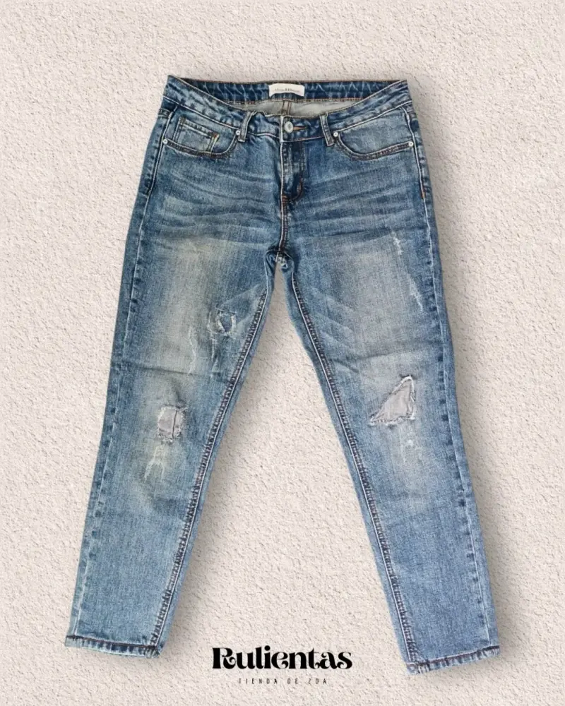 Conjunto top blanco (S) y jeans desgastados (38-40 - 4