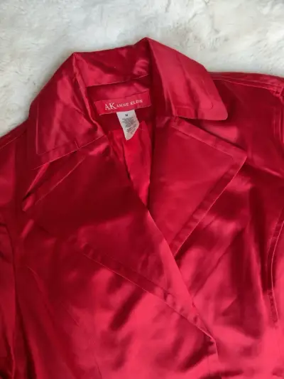 Abrigo rojo de satén Anne Klein para mujer - miniatura 2