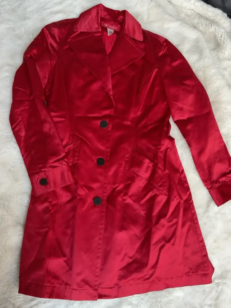 Abrigo rojo de satén Anne Klein para mujer - 3