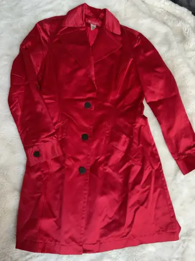 Abrigo rojo de satén Anne Klein para mujer - miniatura 3