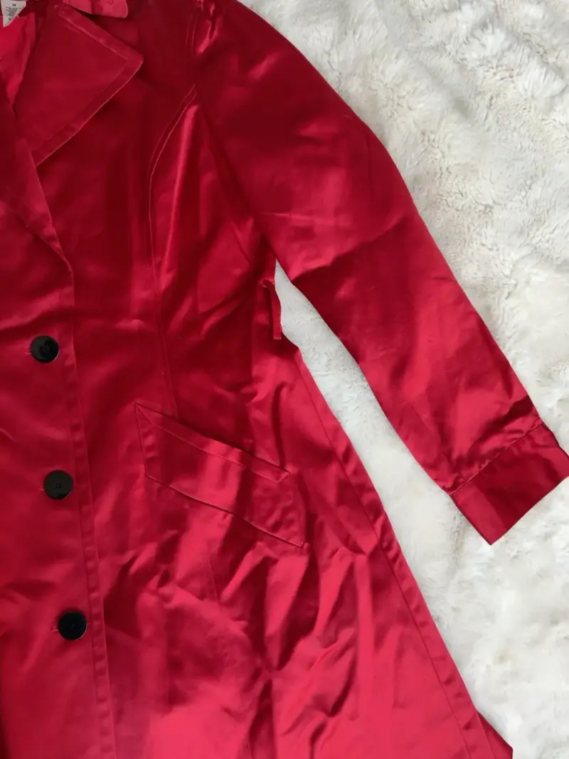 Abrigo rojo de satén Anne Klein para mujer - 4