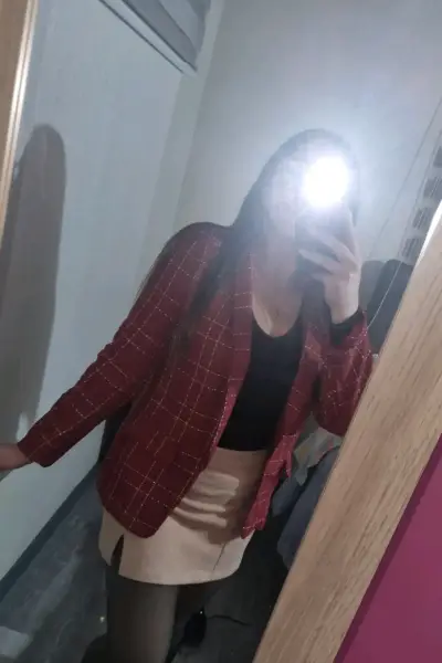 Blazer a cuadros rojo para mujer - miniatura 1