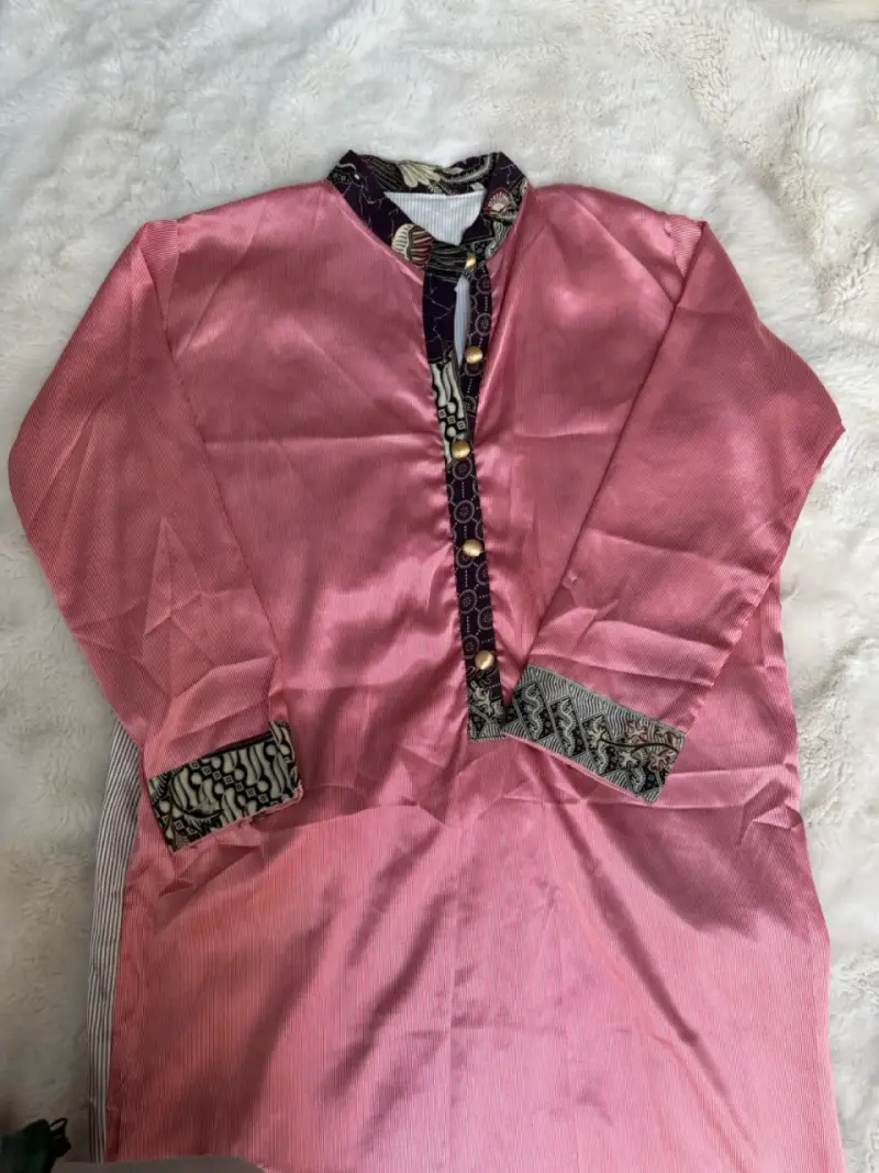 Vestido largo rosa /gris - 3