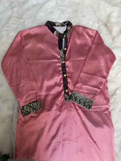 Vestido largo rosa /gris - miniatura 3