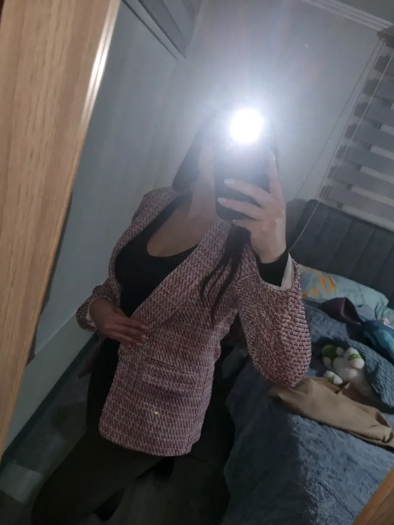 Blazer tejido rosa para mujer - 2