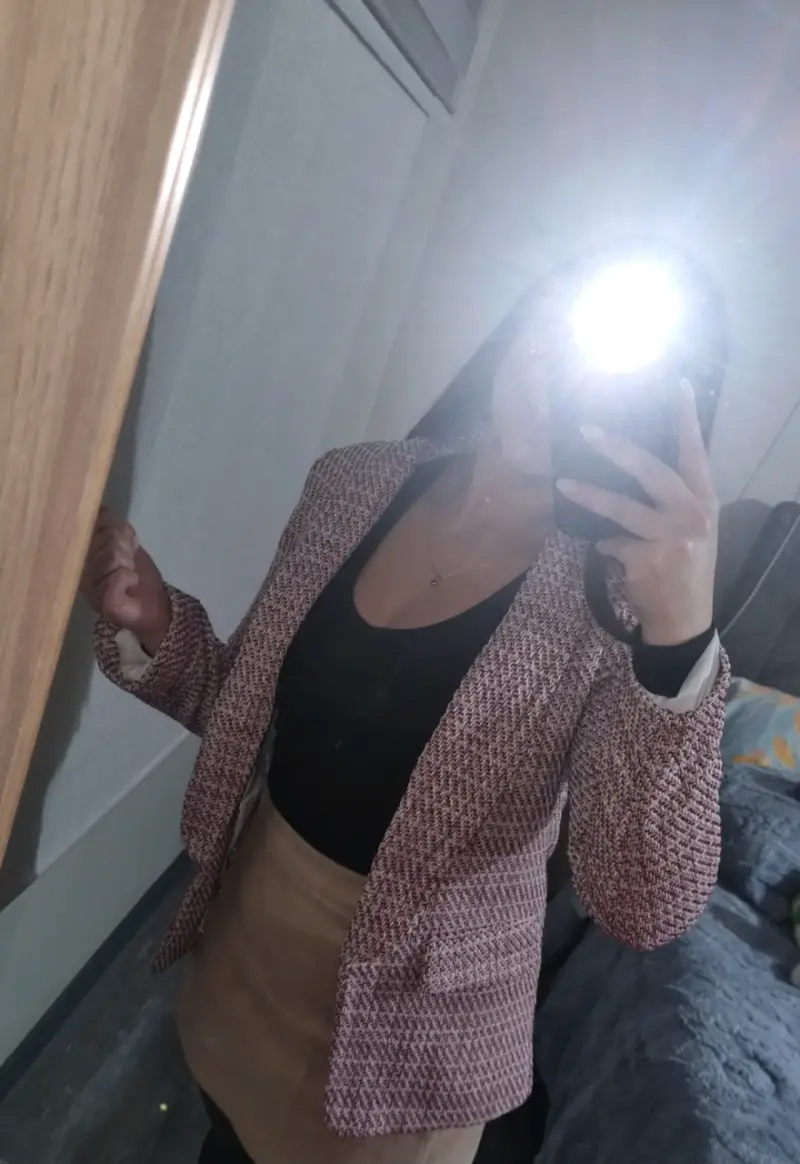 Blazer tejido rosa para mujer - 3