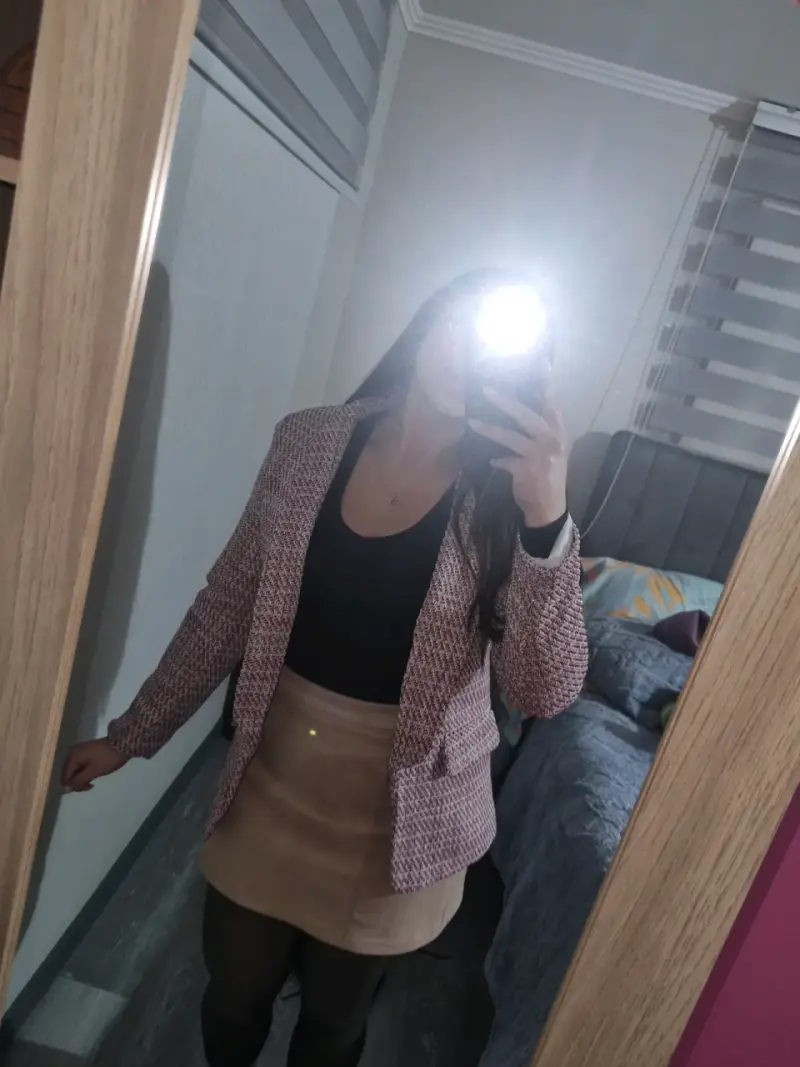 Blazer tejido rosa para mujer - 4