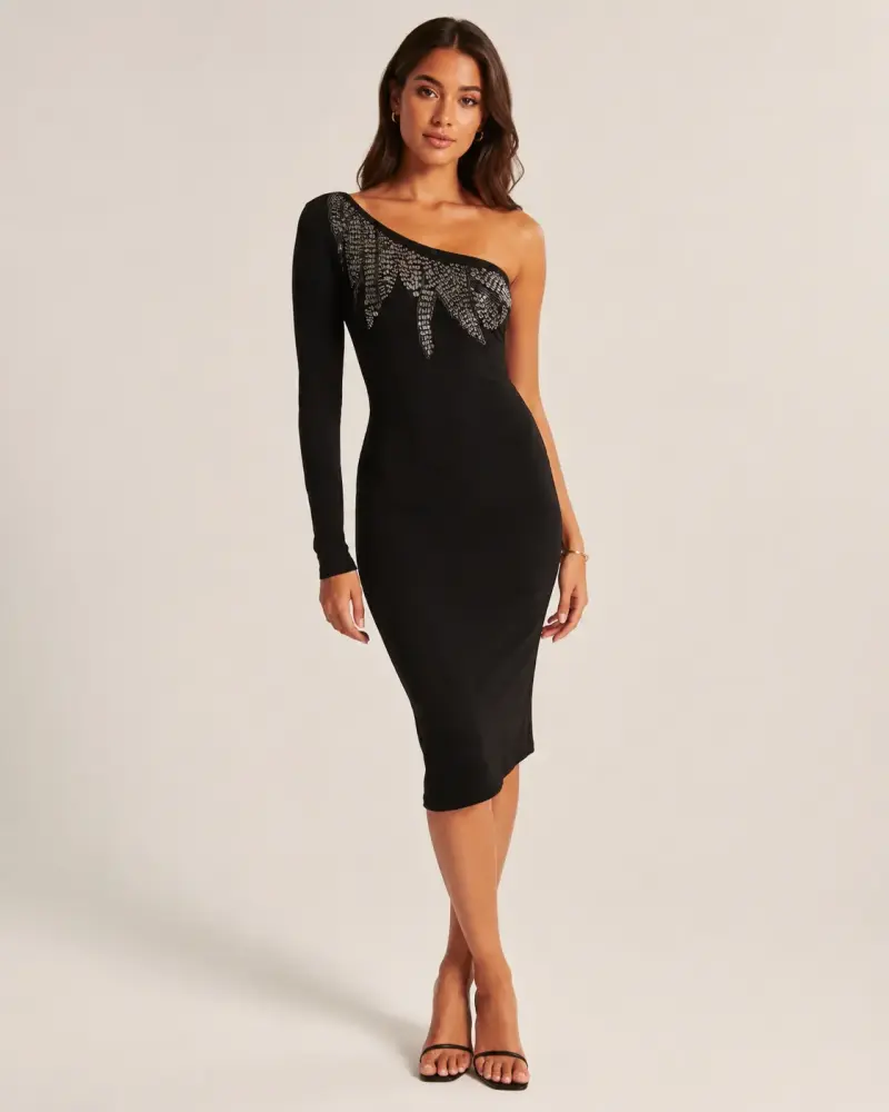 Vestido negro asimétrico con lentejuelas Forever 21 - 1