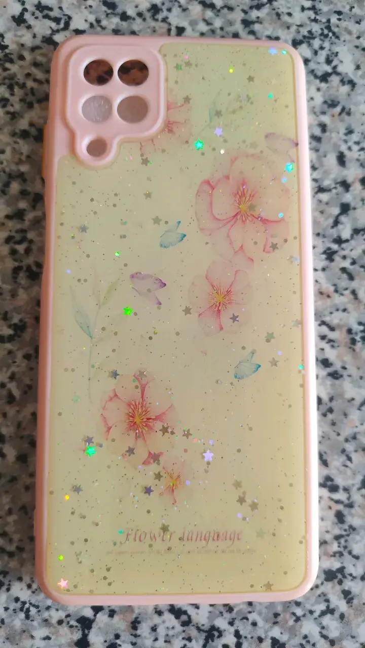 Funda para celular con diseño floral y brillo - 1