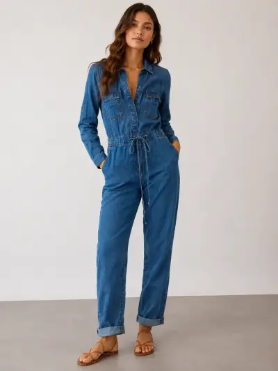 Enterito de mezclilla azul para mujer - miniatura 1