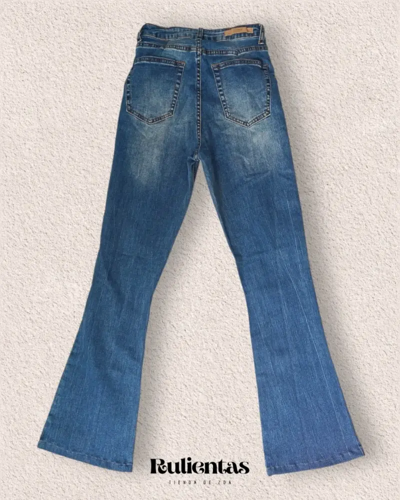 Jeans acampanados de mezclilla azul - 3