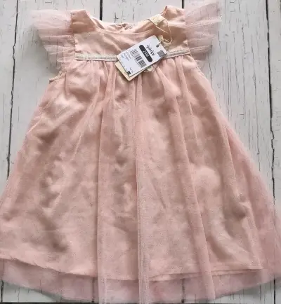 Vestido de niña rosa con tul y detalles brillantes - miniatura 1