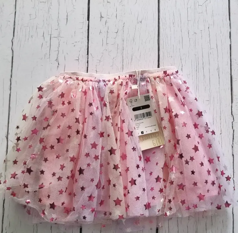 Vestido de niña rosa con tul y detalles brillantes - 4