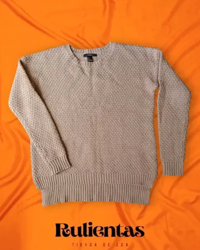 Suéter beige tejido overside mujer talla S - miniatura 1