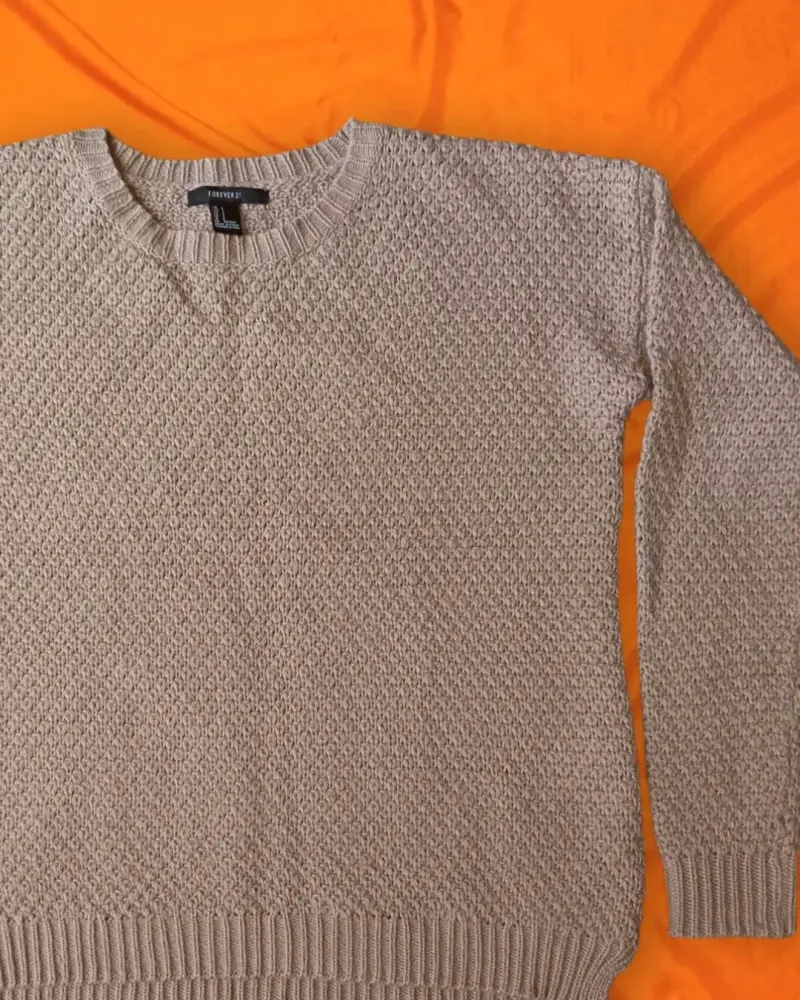 Suéter beige tejido overside mujer talla S - 2