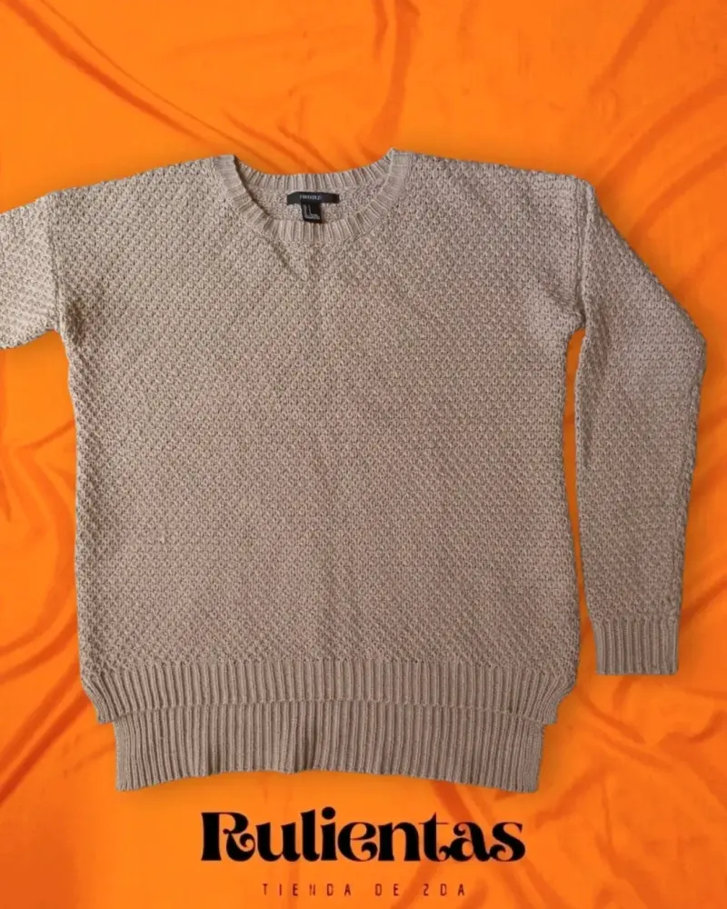 Suéter beige tejido overside mujer talla S - 3