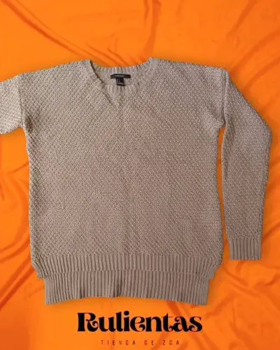 Suéter beige tejido overside mujer talla S - miniatura 3