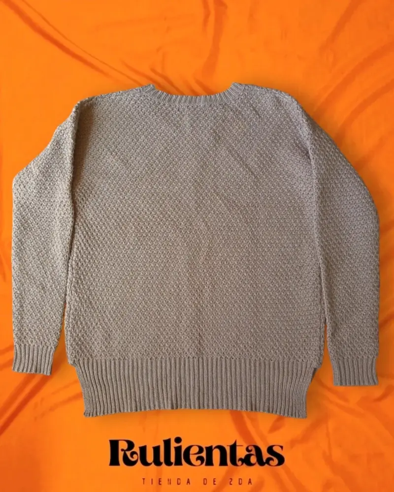 Suéter beige tejido overside mujer talla S - 4