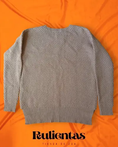 Suéter beige tejido overside mujer talla S - miniatura 4