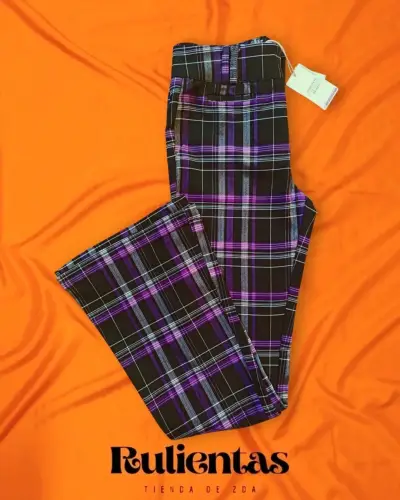 Pantalones acampanados a cuadros Talla S - miniatura 1