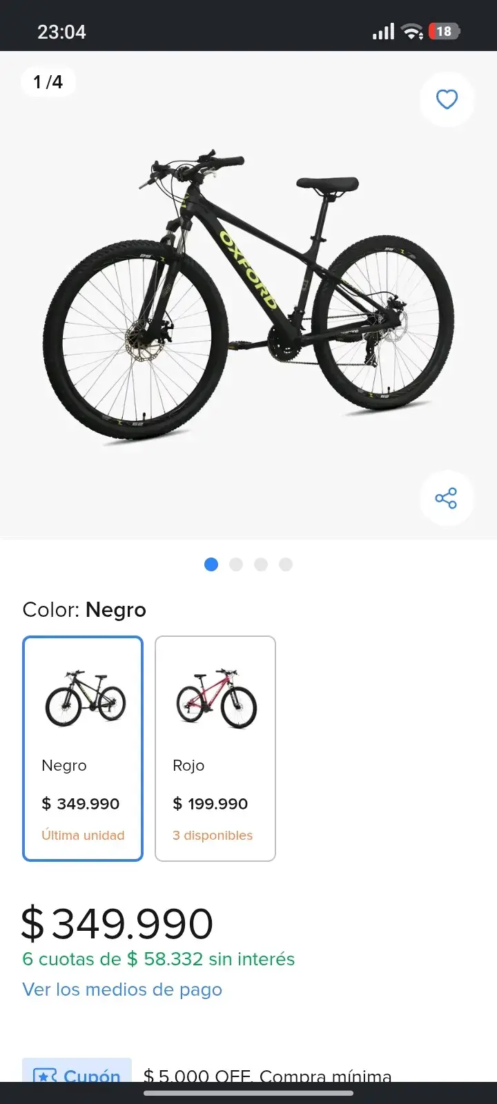 Bicicleta Oxford Aro 29 Negra - 1