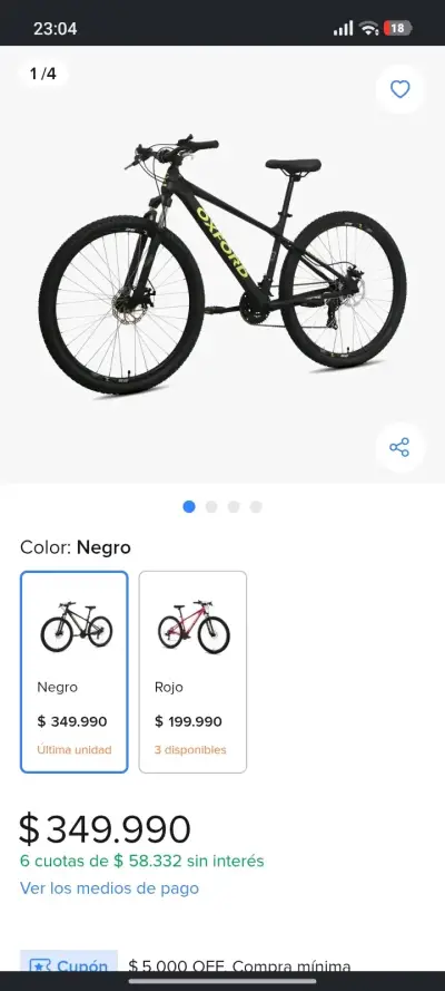 Bicicleta Oxford Aro 29 Negra - miniatura 1