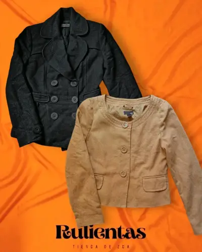 Abrigo negro de lana (S) y Blazer Camel (M-L) - miniatura 1
