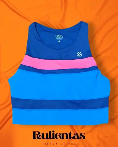 Top deportivo azul con franjas Body & Soul talla L - miniatura 1