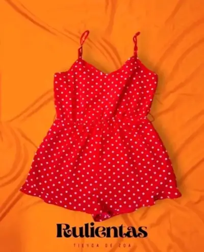 Enterito Rojo con Lunares Blancos Shein Talla L - miniatura 1