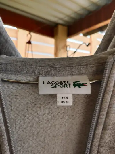 Polerón con capucha gris Lacoste Sport talla XL - miniatura 1