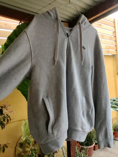 Polerón con capucha gris Lacoste Sport talla XL - miniatura 2