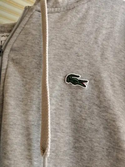 Polerón con capucha gris Lacoste Sport talla XL - miniatura 3
